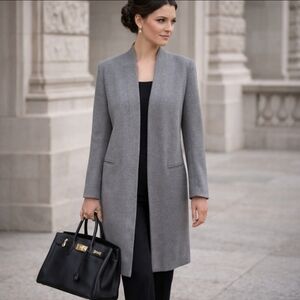 Ann Taylor Wool/ Angora Tailored Old Money Luxurious Gray Long Blazer Coat Sz 6